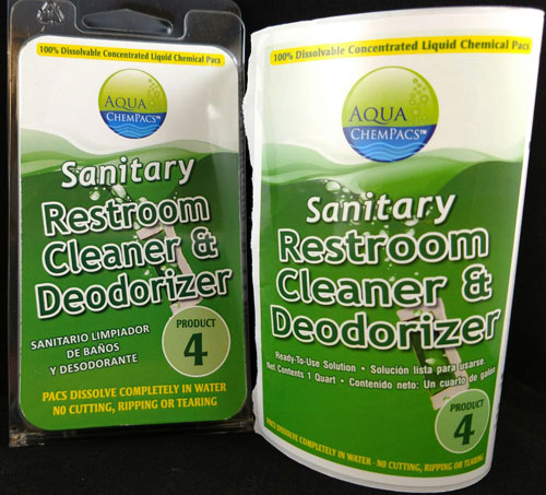 Sanitary Restroom Cleaner Concentrate 6 pack Clamshell - Aqua Chempacs